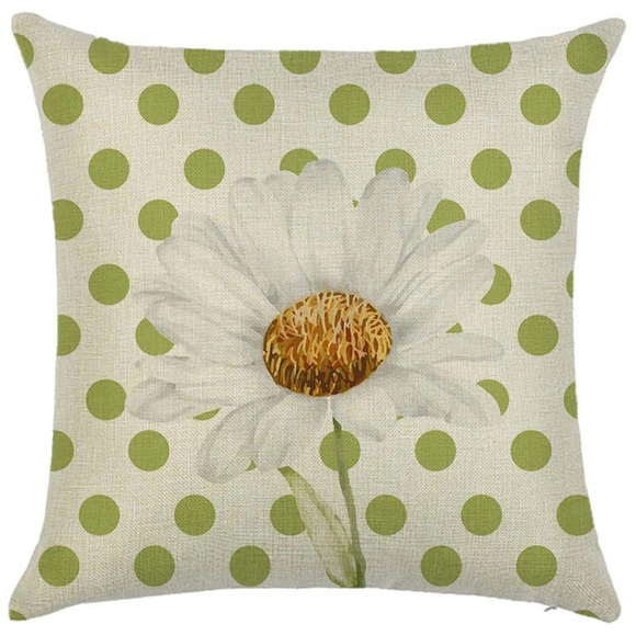 Flower And Polka Dots Pattern Pillow Cover - Picture 1 of 4